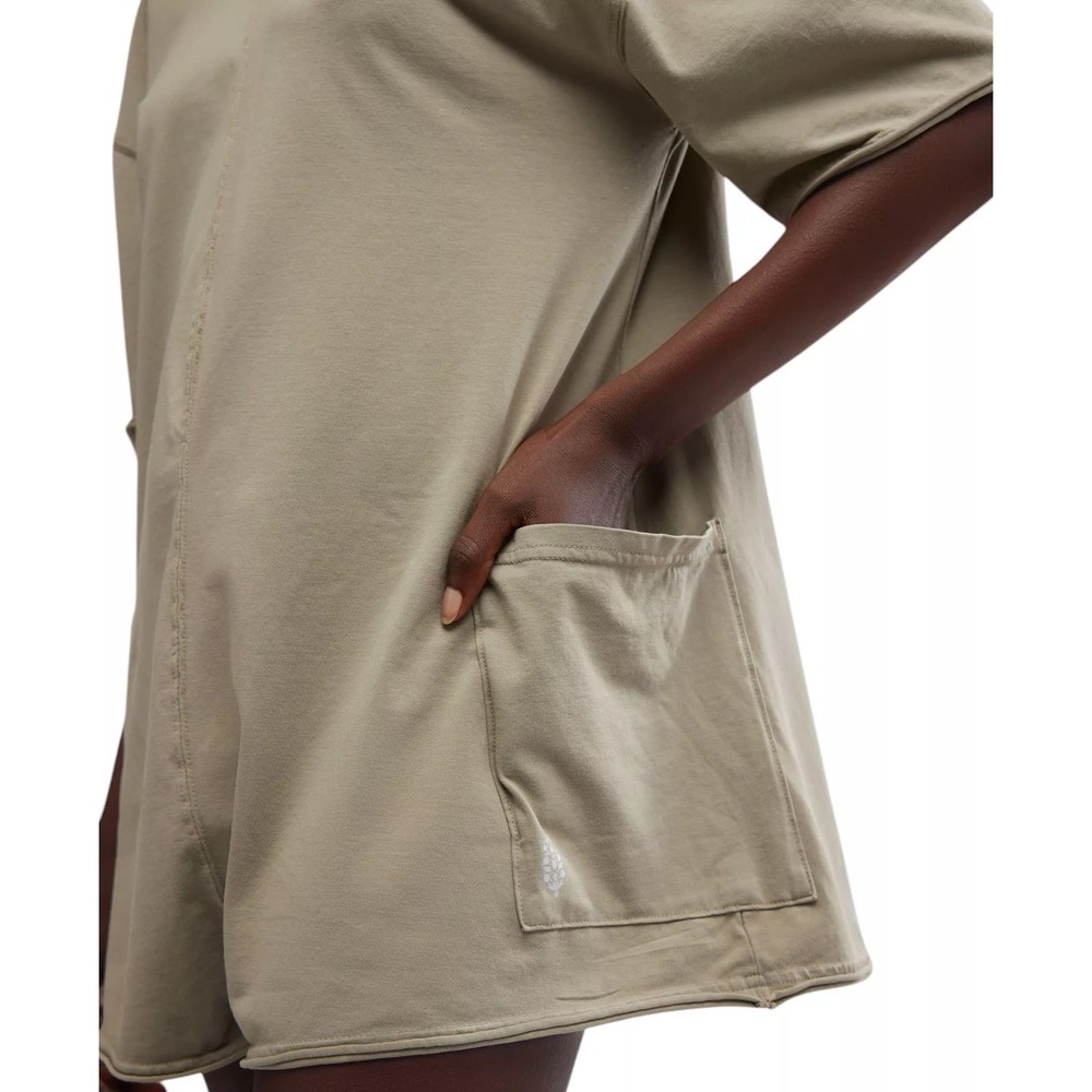 FP Movement Free People Hot Shot Tee Romper Sage Stone Olive Green Large NWT - Picture 2 of 9